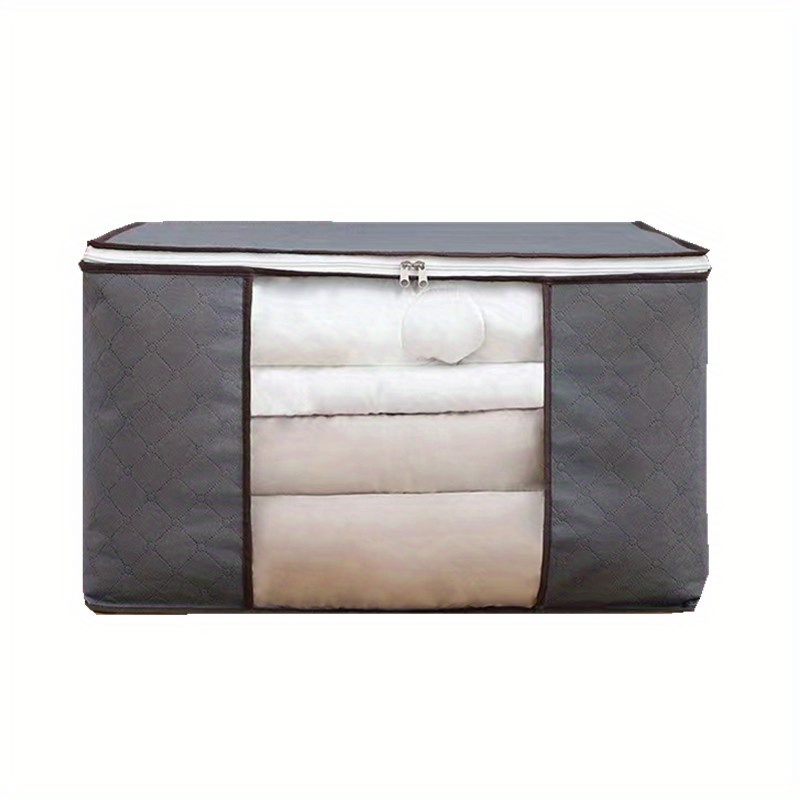 1pc Gray 90l Large Capacity Storage Bag, Foldable Clothing