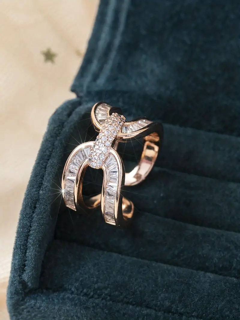 luxury simple criss cross cuff zircon lady wedding ring wrist ring details 6