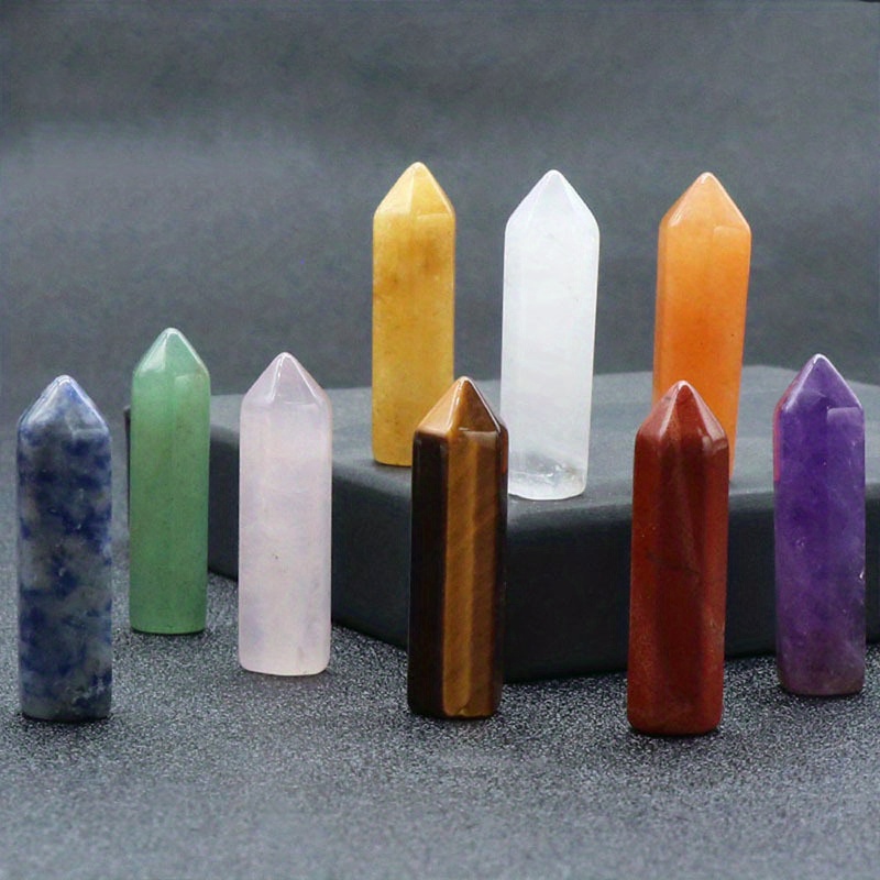 Hexagonal Chakra Natural Stone And Crystal Point Wand