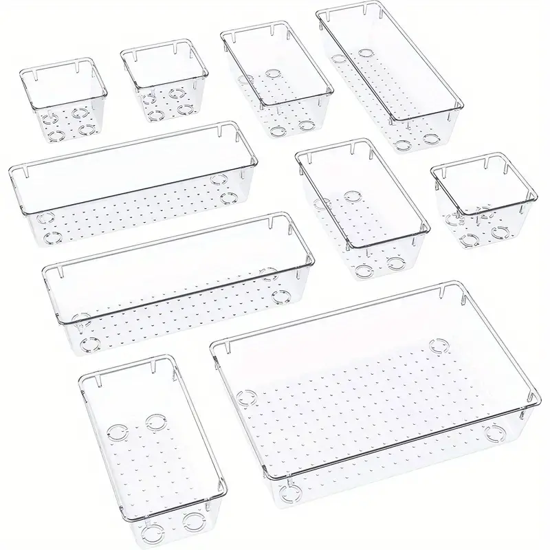 Clear Plastic Drawer Organizers Set - Get Your Bathroom, Vanity, Kitchen  And Office Drawers Organized In 4 Sizes! - Temu