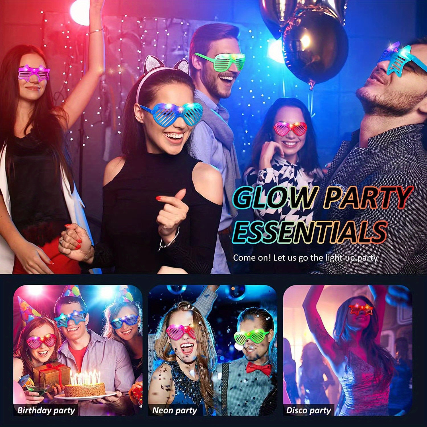 Led Glasses Glow In The Dark Party Supplies Favor flashing - Temu