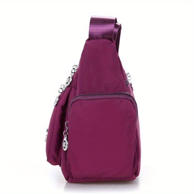 Casual Nylon Hobo Shoulder Bag Solid Color Zipper Crossbody - Temu