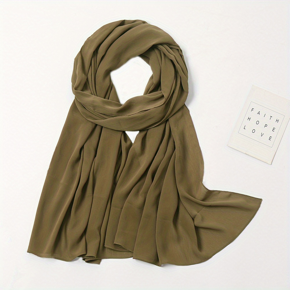 Simple Crinkle Chiffon Hijab Solid Color Scarf Elegant Shawl - Temu