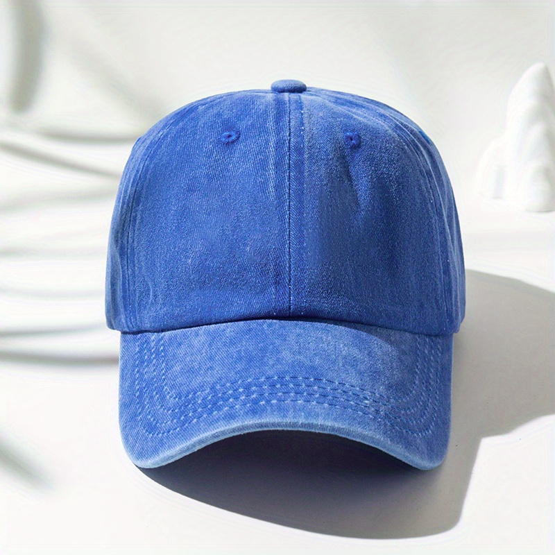 Blue Casual 1pc Baseball Baseball Hat, Dad Hats, Men's Short Brim Cotton Vintage Baseball Temu