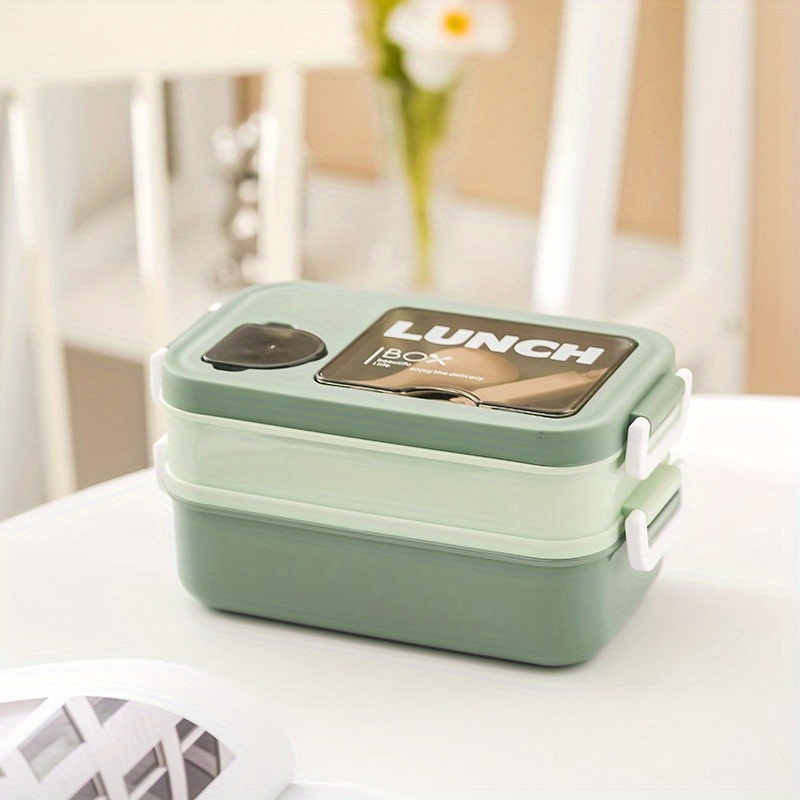 Lunch Box, 2 Layer Stackable Bento Boxes For Adults/teens, Microwaveable  Bento Box With Cutlery And Dipping Bowl, Leak Proof Lunch Container,  Suitable For Going Out, Work, School, Picnic, For Teenagers And Workers