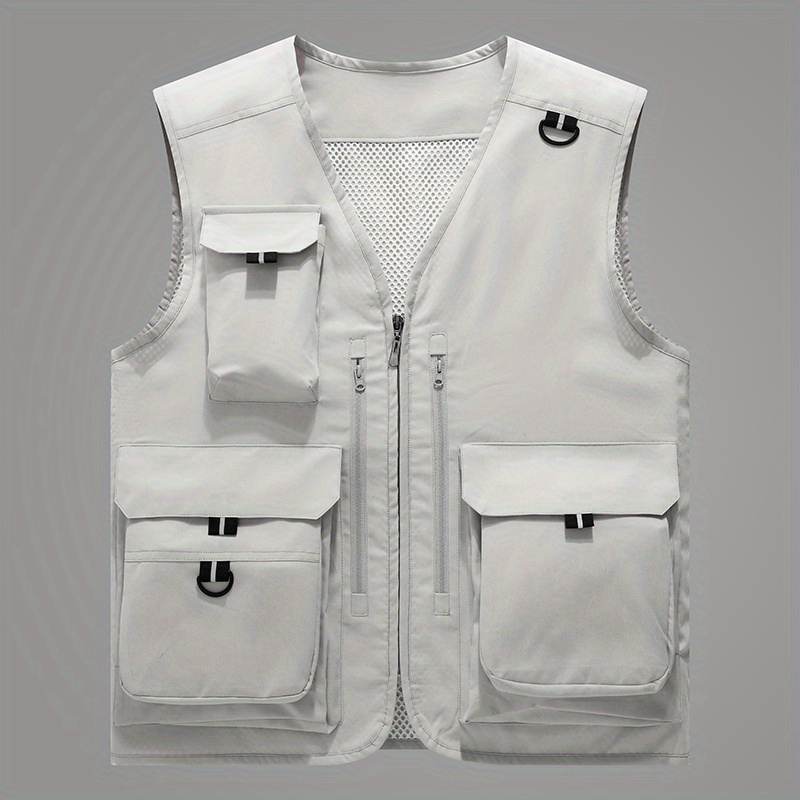 Men's Summer Outdoor Vest: Breathable Mesh Multi Pockets Zip - Temu