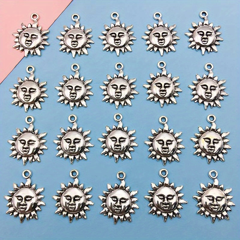 Zinc Alloy Antique Silver Moon Star Shape Charms, DIY Jewelry Making Set