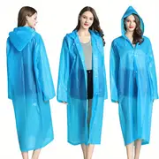 stay dry and stylish 1pc eva reusable rain poncho with hood and drawstring for women details 4