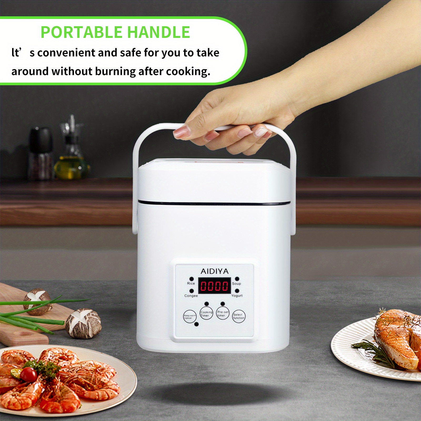 MOOSUM Electric Rice Cooker with One Touch for Asian Japanese Sushi Rice, 3-Cup Uncooked/6-cup Cooked, Fast&Convenient Cooker with Ceramic Nonstick
