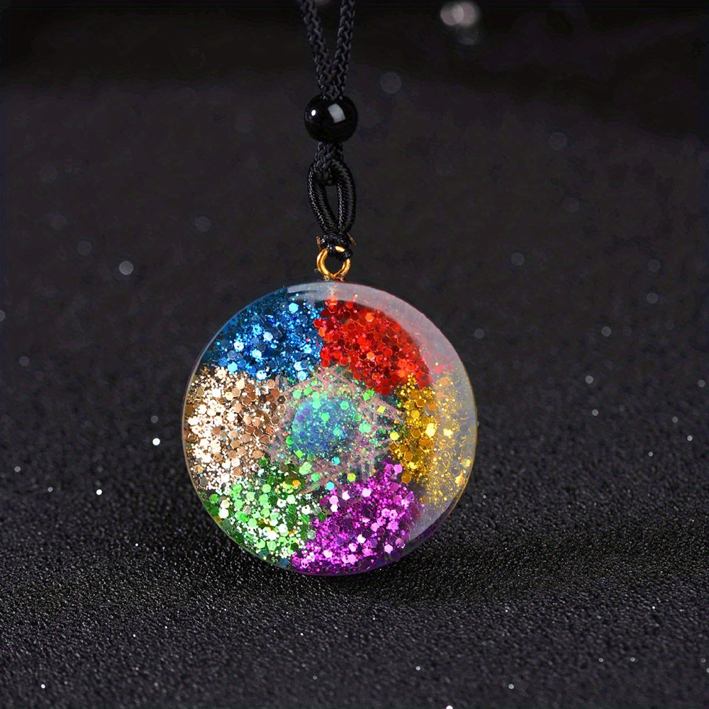 Reiki healing geometric deals rainbow pendant necklace