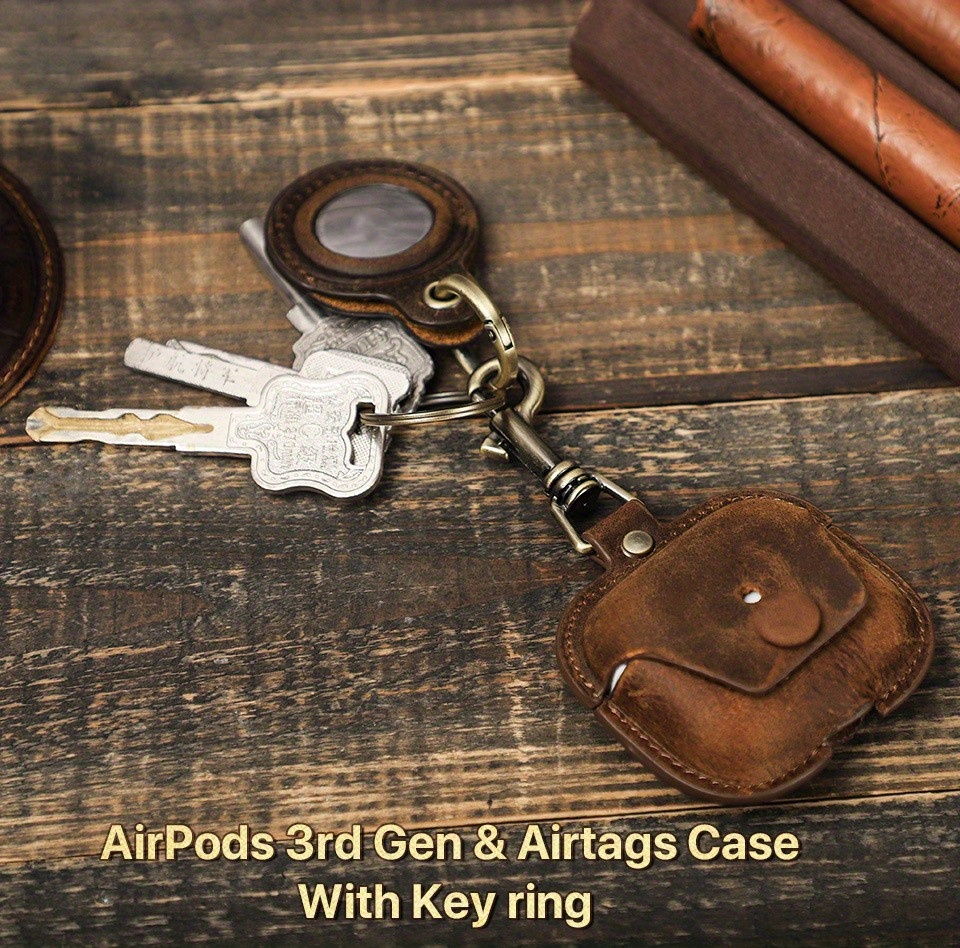 Airpods Case Cover with Keychain  Protective Leather Cover for