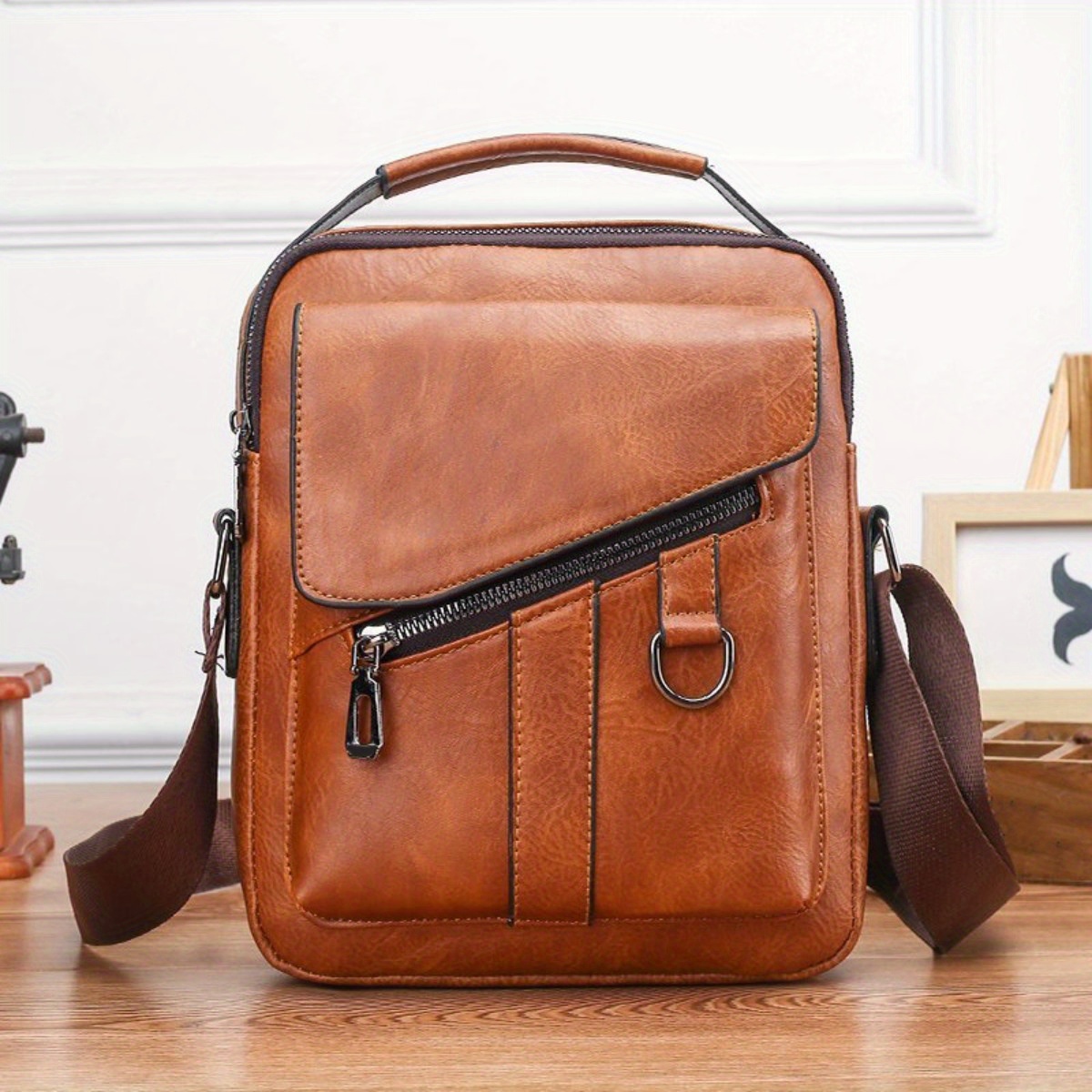 Men's Pu Leather Bag Handbag Briefcase Shoulder Bag Vintage