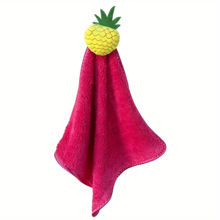 1pc Cute Fruit Decor Soft Hand Towel, Absorbent Pink Hanging Towel For  Household