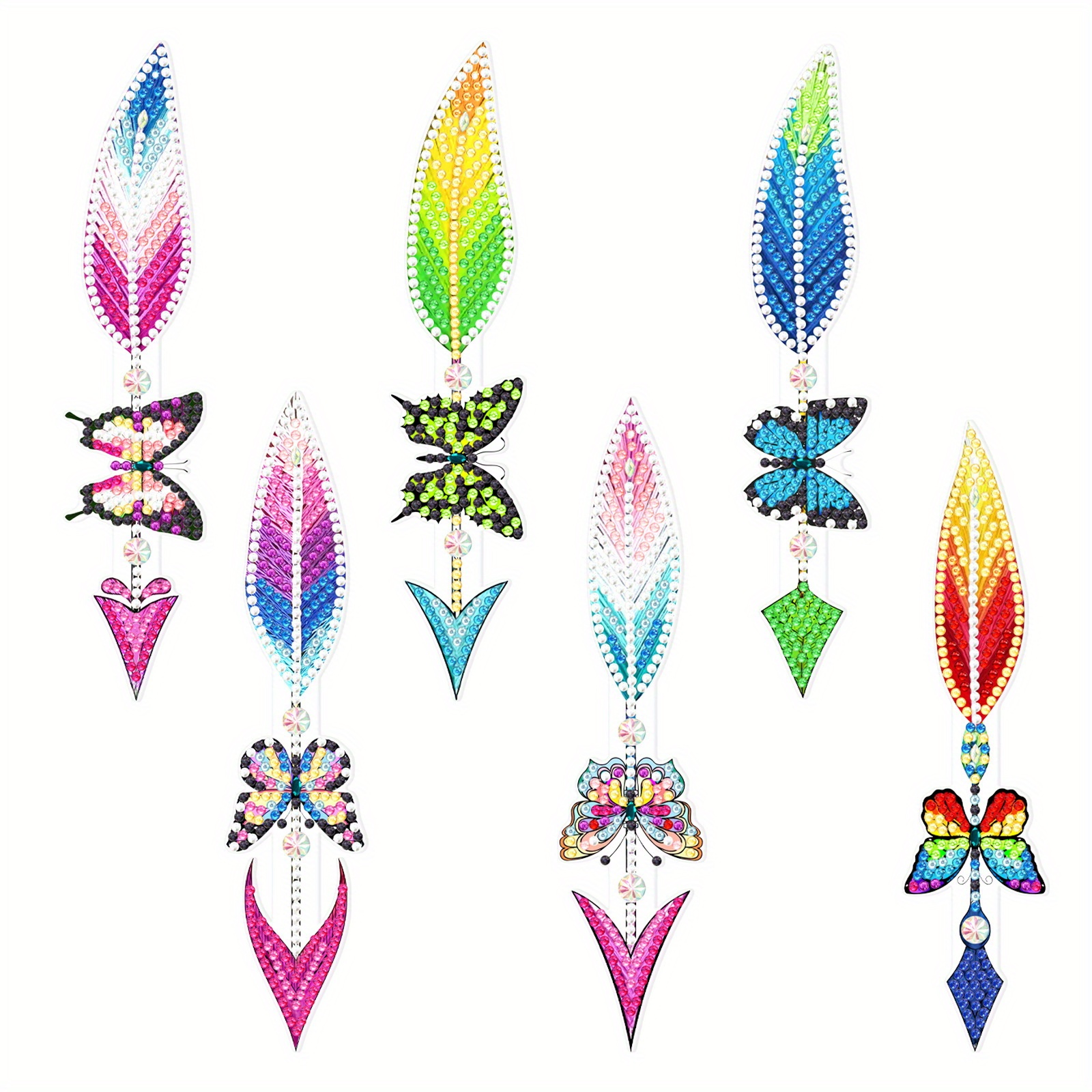 Diamond Painting Bookmarks - 6 Pack 5D DIY Butterfly Feather