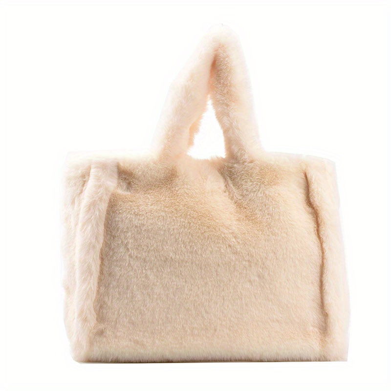 Pikadingnis Fluffy Flower Printed Tote Bag Y2K Fuzzy Shoulder Bag Plush  Aesthetic Purse Underarm Bag for Autumn Winter
