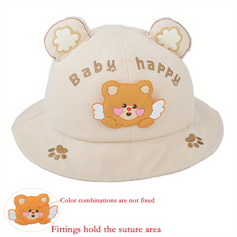 Cartoon Bear Hat | Breathable, Drawstring Closure, Fitted, Suitable For Spring/fall, Mixed Colors, Hand Wash Or