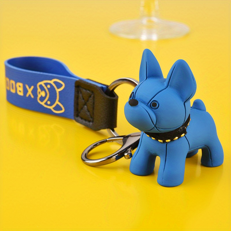 Car Punk French Bulldog Car Keychain, Pu Leather Fashion Dog Keychains For  Women Bag Pendant Trinket Car Key Ring Key Chain - Temu