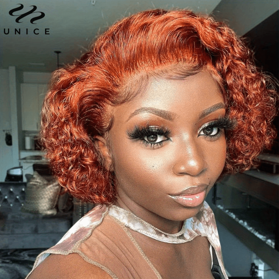 Ginger Color Human Hair Wigs Short Curly Bob Temu Canada