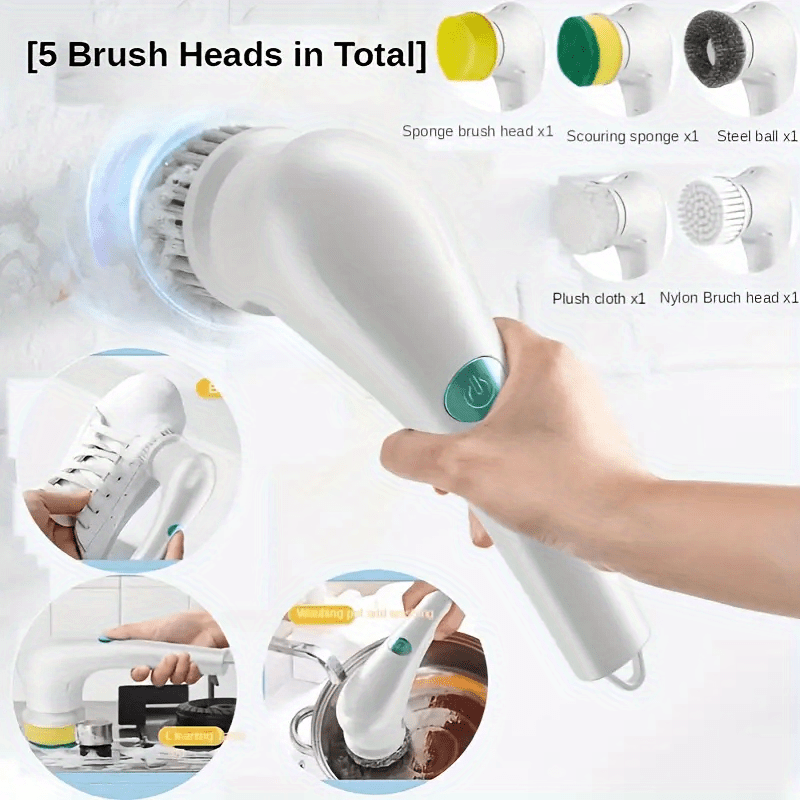 Electric Cleaning Brush 1 Handheld Kitchen Cleaner Cordless Spin Scrubber,  Bathroom Rechargeable Scrubbing Brush For Kitchen, Bathroom Tub, Shower  Tile, Carpet Bidet - Temu