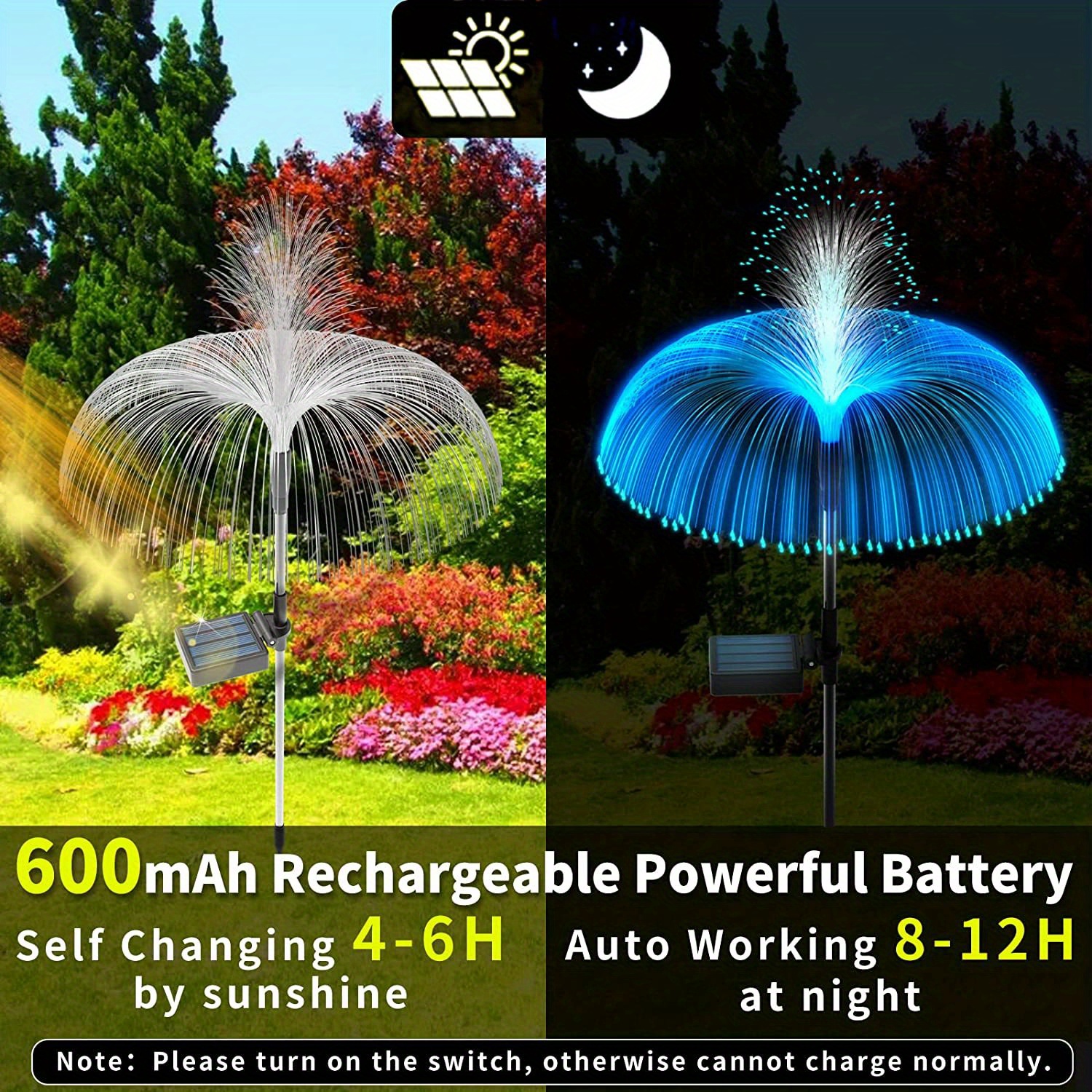 waterproof solar flower fountain lights color changing solar yard light outside decorations solar garden lights stake decor for pathway patio lawn party wedding holiday birthday details 5