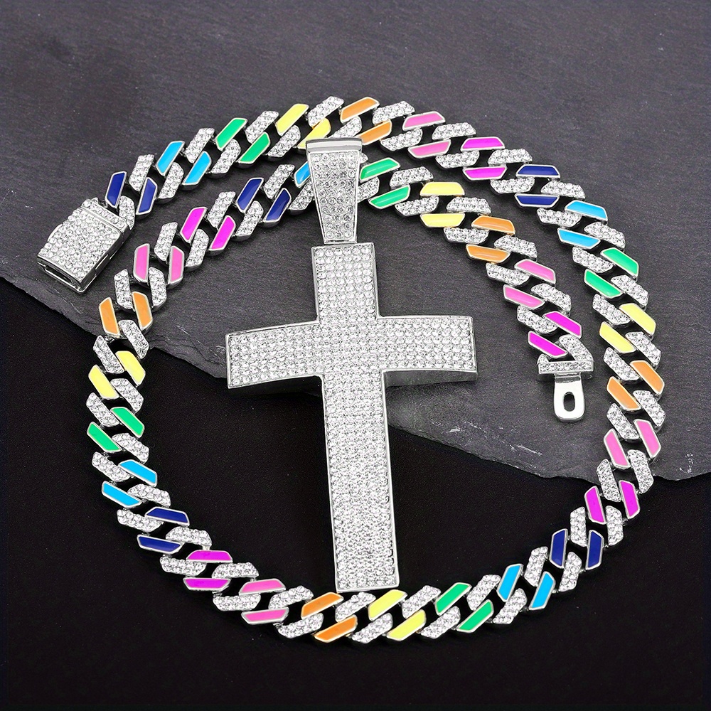 Rainbow deals cross necklace