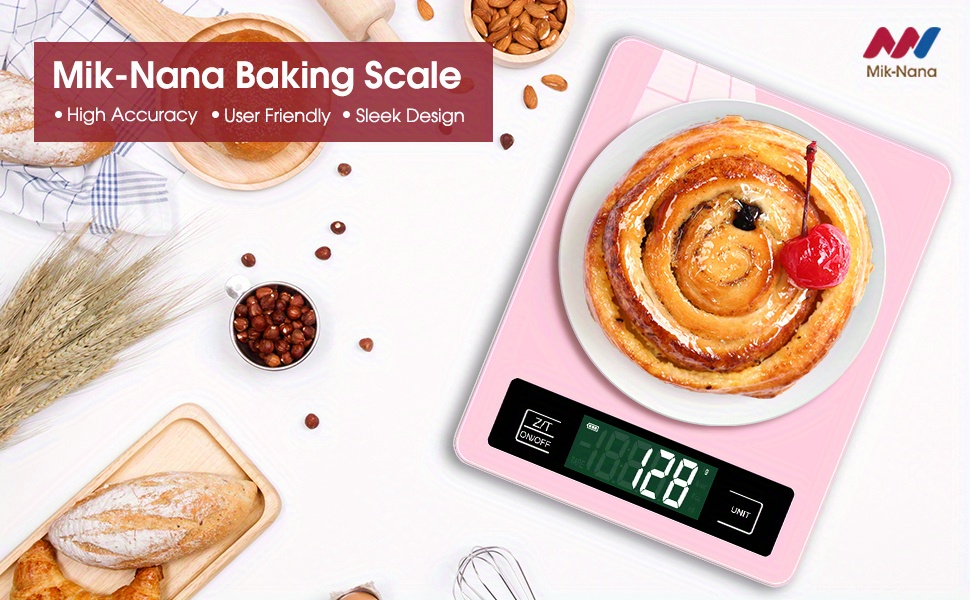 Mik-Nana Food Scale, 11lb Digital Kitchen Scale Weight Grams and Oz for  Baking Cooking, 1g/0.04oz Precise Graduation, Waterproof Tempered Glass  Platform
