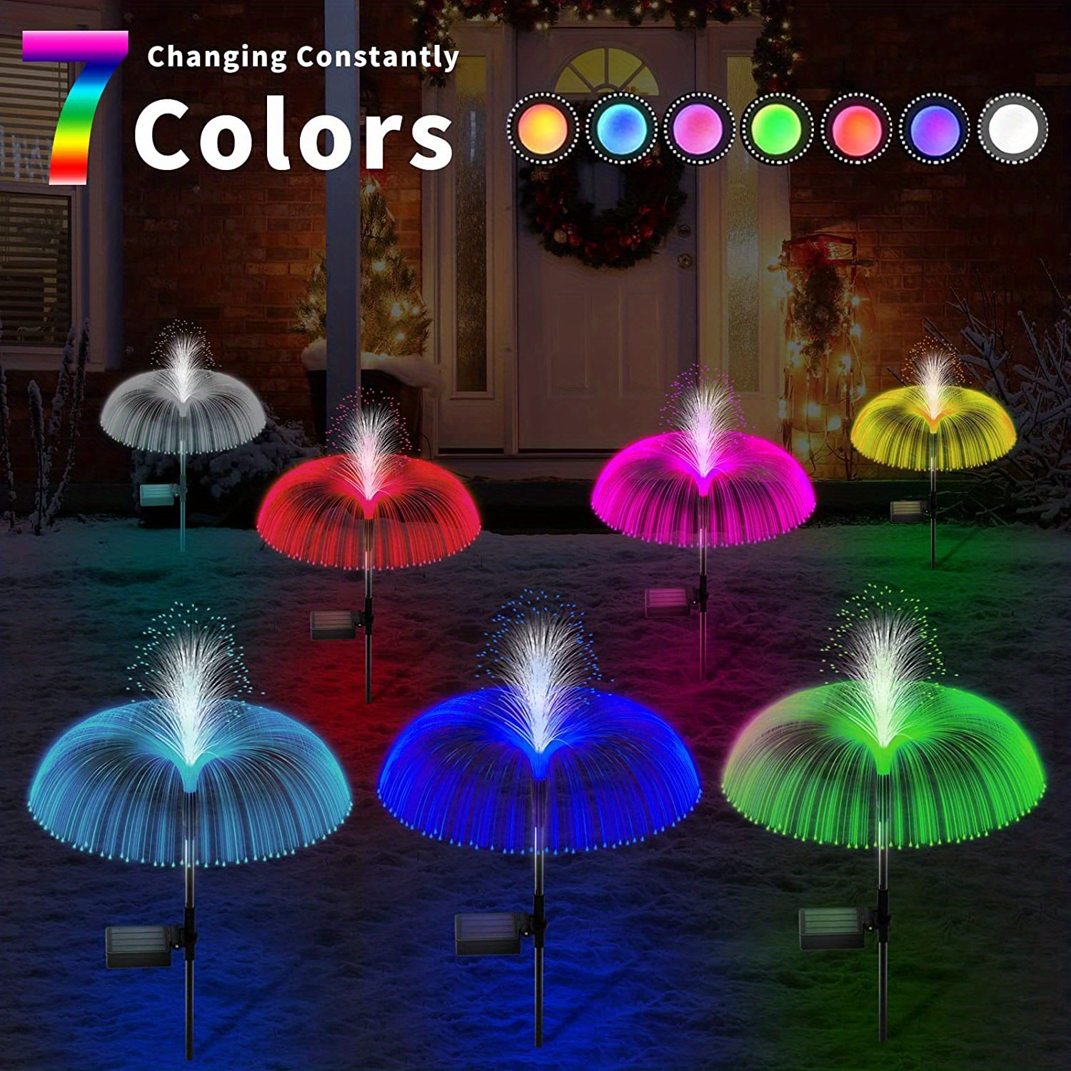 waterproof solar flower fountain lights color changing solar yard light outside decorations solar garden lights stake decor for pathway patio lawn party wedding holiday birthday details 4