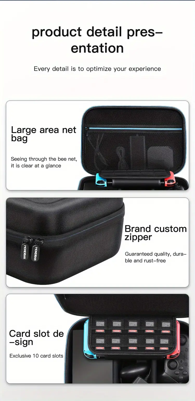 for nintendo switch switch oled storage bag large capacity free storage a full set of game console accessories organizing bag waterproof and anti pressure portable hard bag details 10