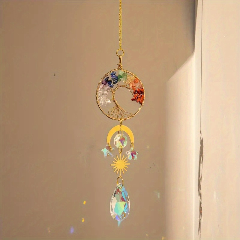 Cristal Prisme Suncatcher Suspendu Pendentif Lune Étoile Arc-en