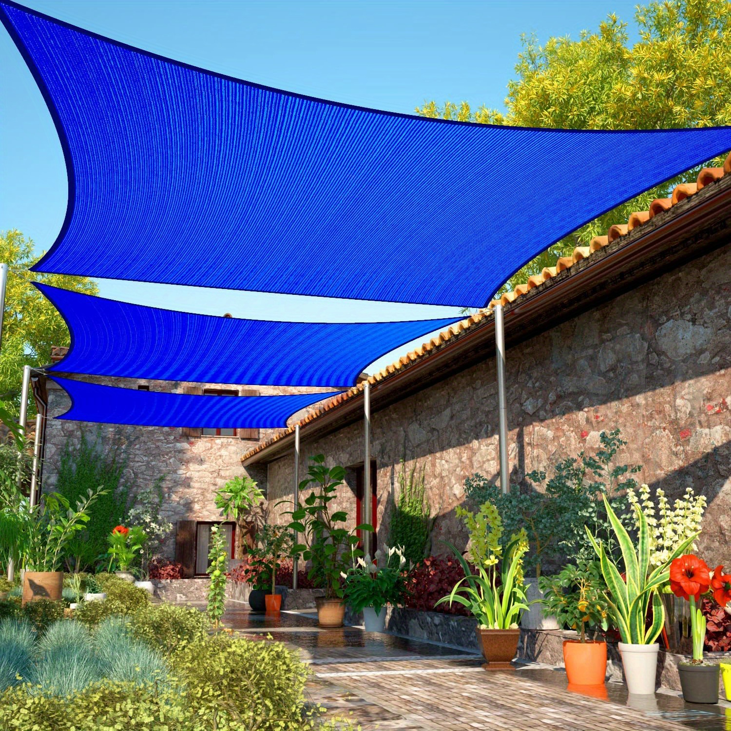 Blue Sun Shade Sails Rectangle Sun Shade Sail Canopy Shade Temu