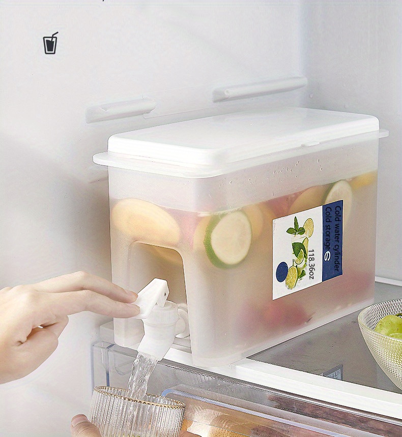 1pc cold kettle with faucet in refrigerator drink dispenser for fridge plastic water jug fruit teapot lemonade bucket drink container for fridge 3 5l 1 gallon details 0