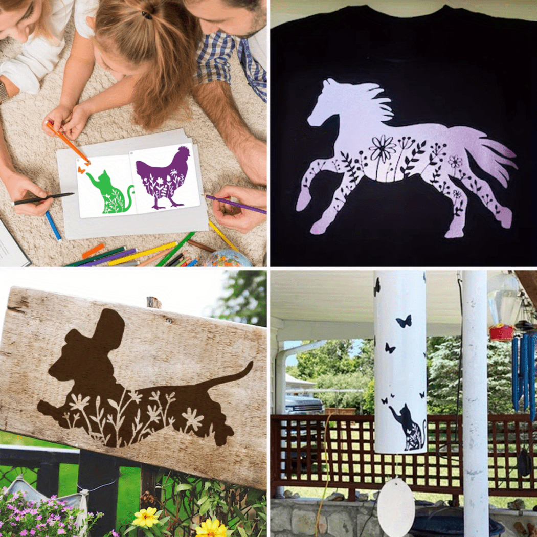 15pcs Flower Animal Stencils For Painting On Wood Floral Nature Farmhouse  Paint Stencil Dog Cat Bear Cow Bunny Reusable Embroidery Stencils For  Drawing Ornament Fabric Canvas Wall Rock - Arts, Crafts 