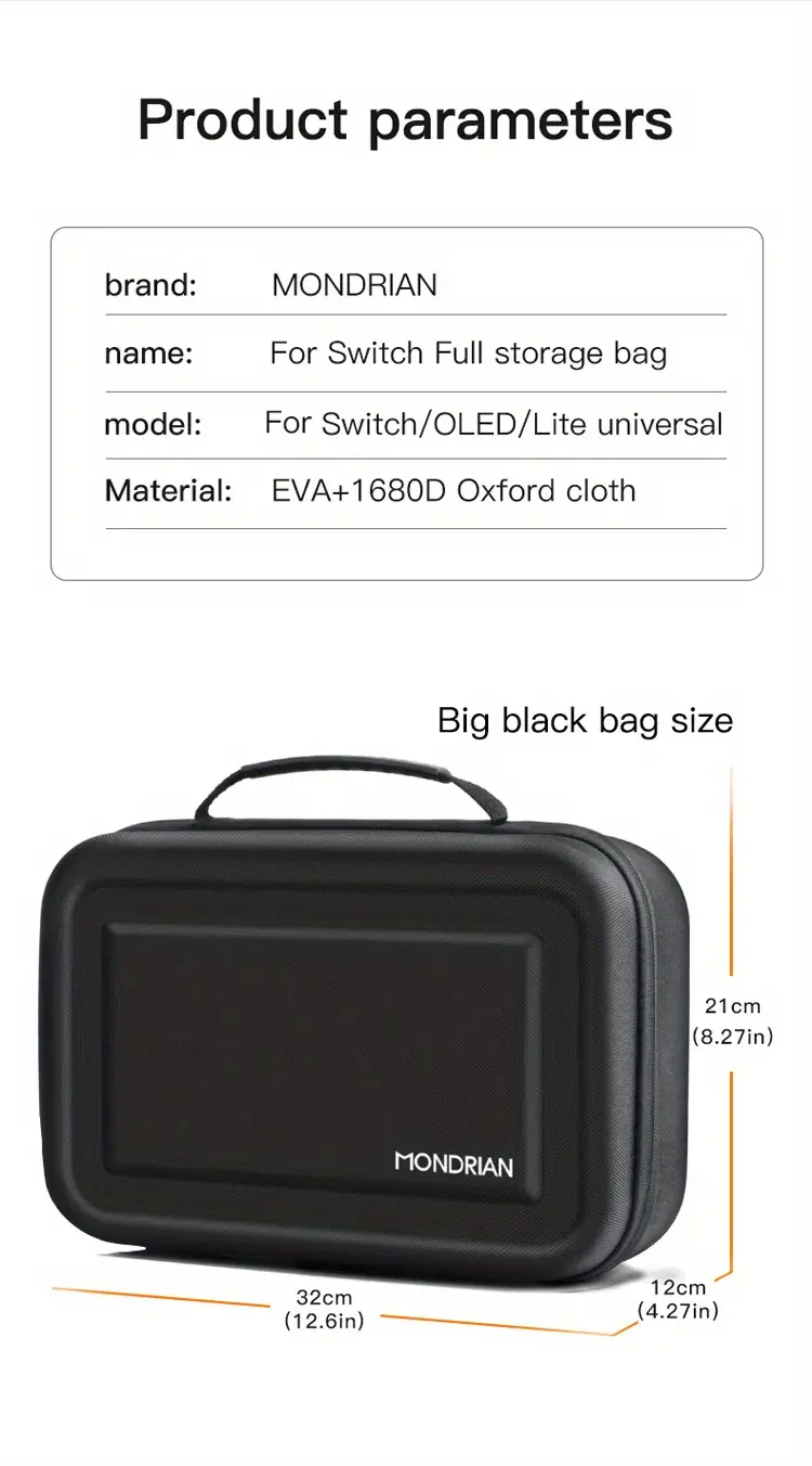 for nintendo switch switch oled storage bag large capacity free storage a full set of game console accessories organizing bag waterproof and anti pressure portable hard bag details 11