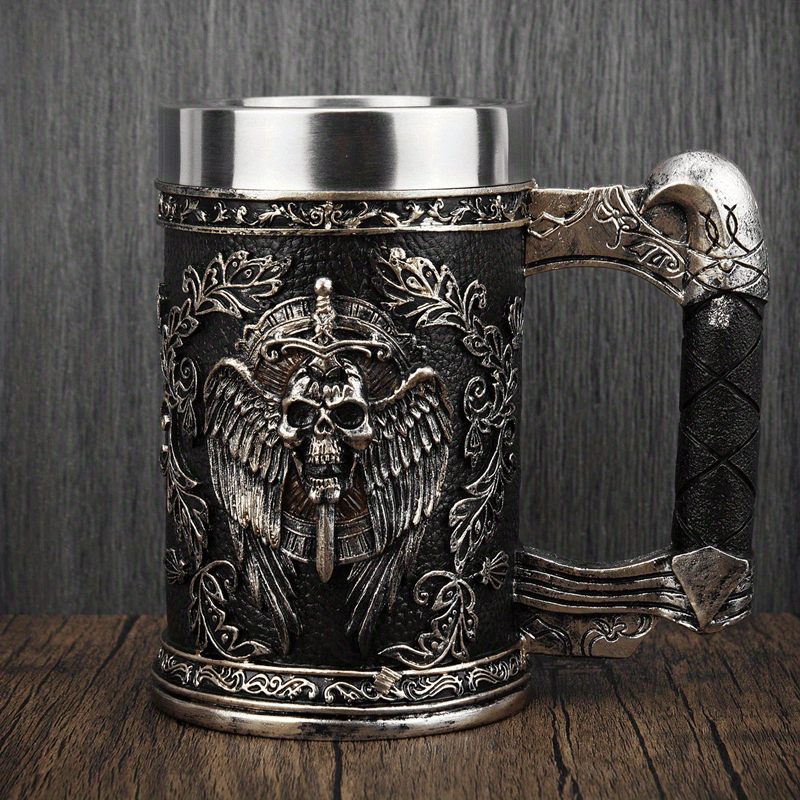 1pc Stainless Steel Skull Warrior Beer Coffee Mug Beverage Drinking Cup  Best Gift For Birthday Men Woman Halloween Party Cup Day Of The Dead Gifts