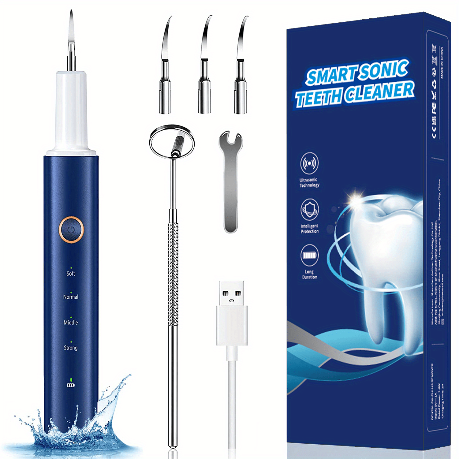 Ocaoo Plaque Remover for Teeth, Electric Tooth Cleaner Tartar Remover for Teeth with LED Light,4 Modes Rechargeable Teeth Cleaning Kit with Dental Tools, 2