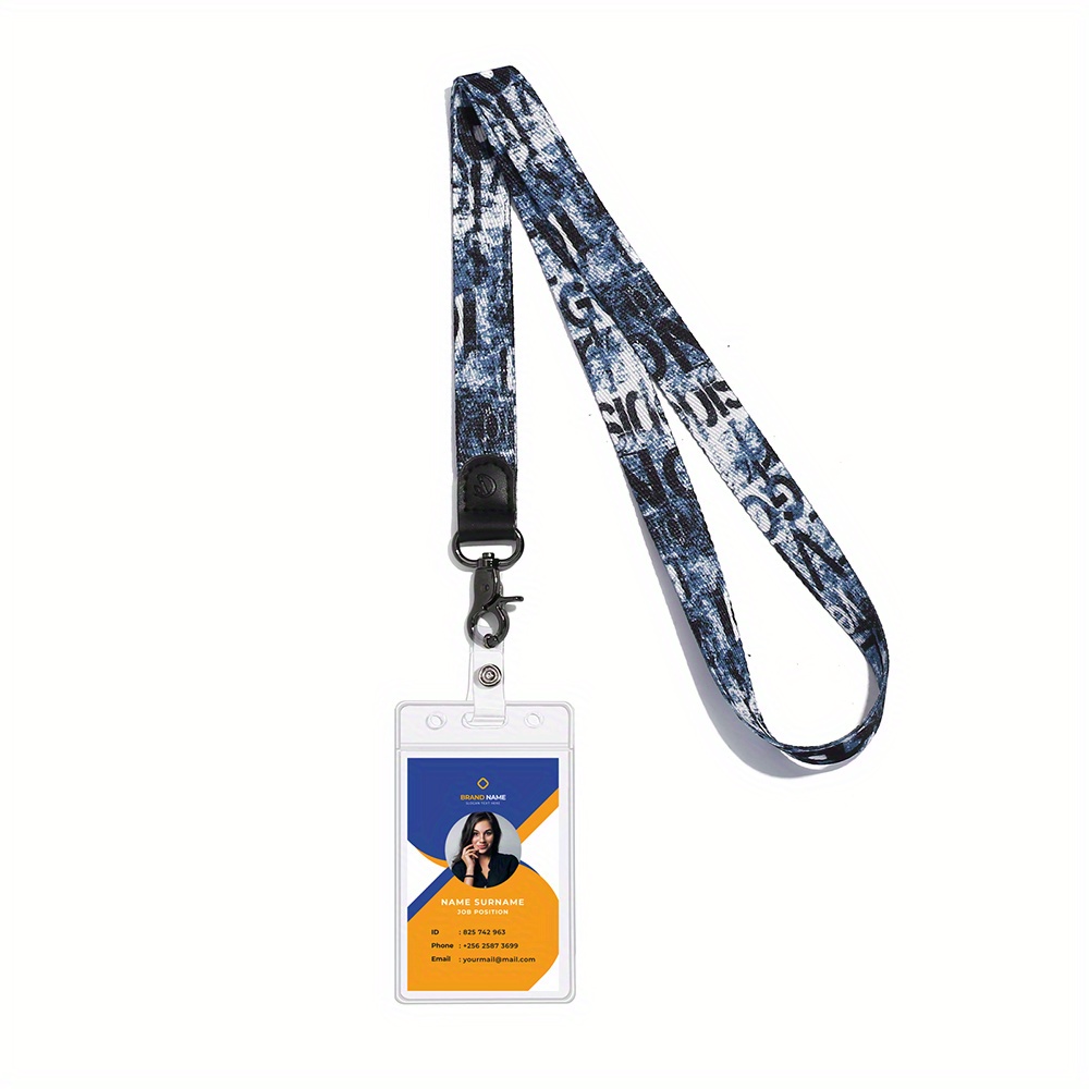 Lanyard With ID Holder 20 Pcs Waterproof Name Tag Horizontal Badge ID Card Holders ID Pass Holder And 20 Pcs Flat Neck Blue Lanyards Swivel Hook