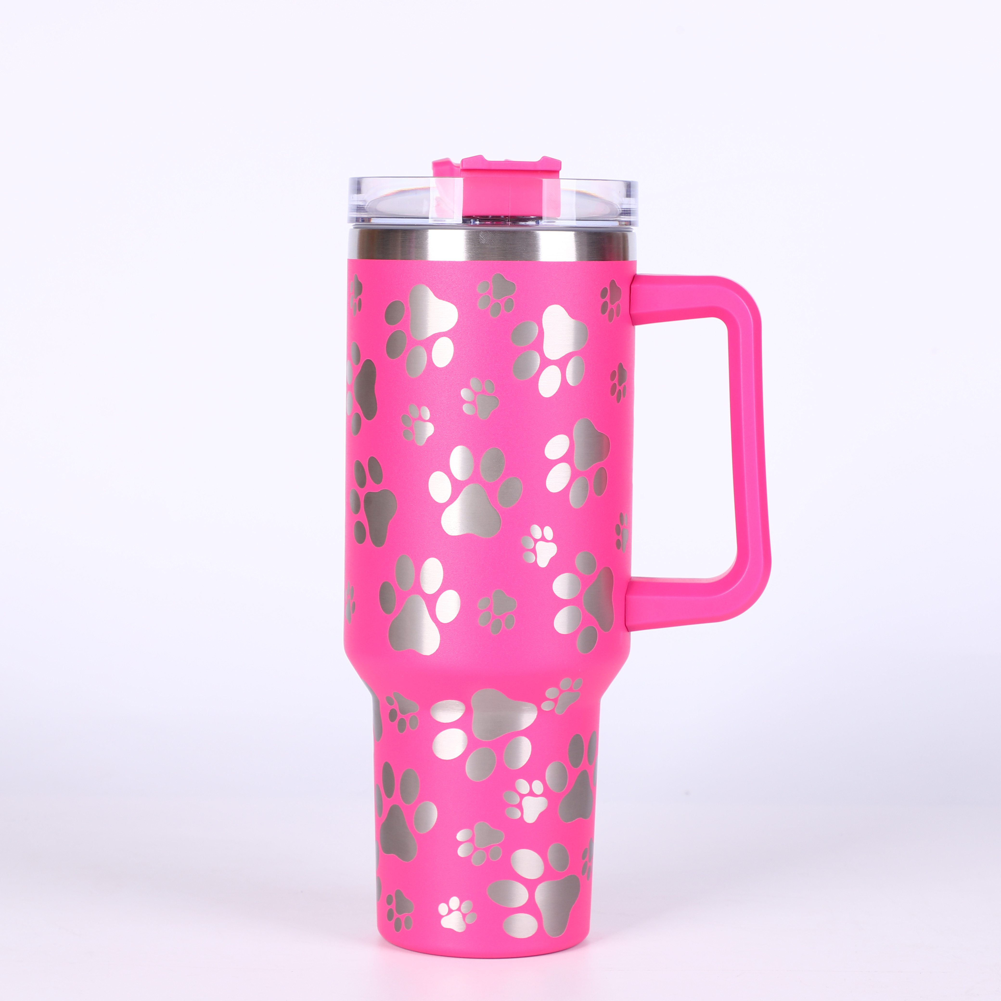 Cute Paw Pattern Insulated Tumbler - Reusable Stainless Steel Coffee Straw  Cup With Silicone Handle & Dustproof Lid - Perfect For Outdoor Camping &  Travel! - Temu