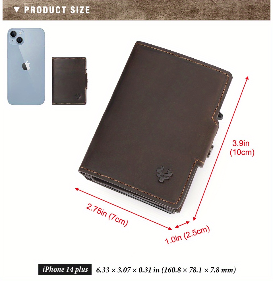 Paul Foreign Trade Oil Wax Crazy Horse Cowhide Coin Pocket Automatic Card RFID Metal Card Box Leather Card Bag