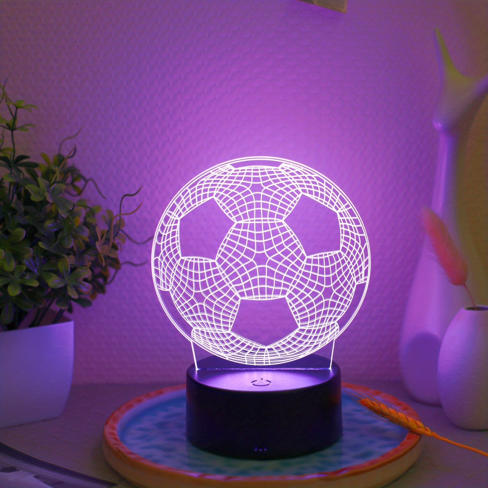 Lampe 3D Illusion Football Veilleuse pour enfant garçon fille Cadeau LED  blanc chaud