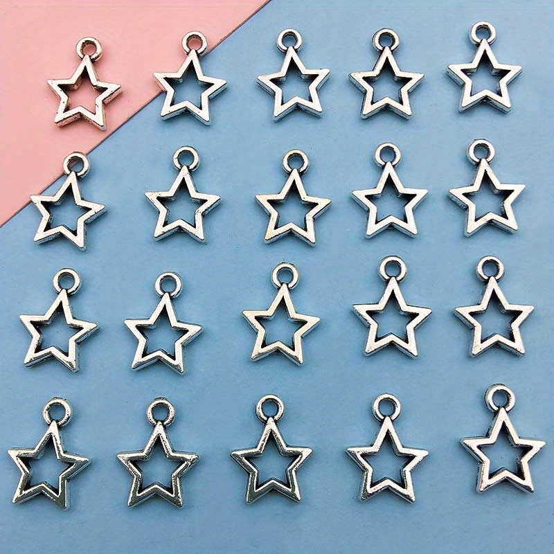 Zinc Alloy Antique Silver Moon Star Shape Charms, DIY Jewelry Making Set