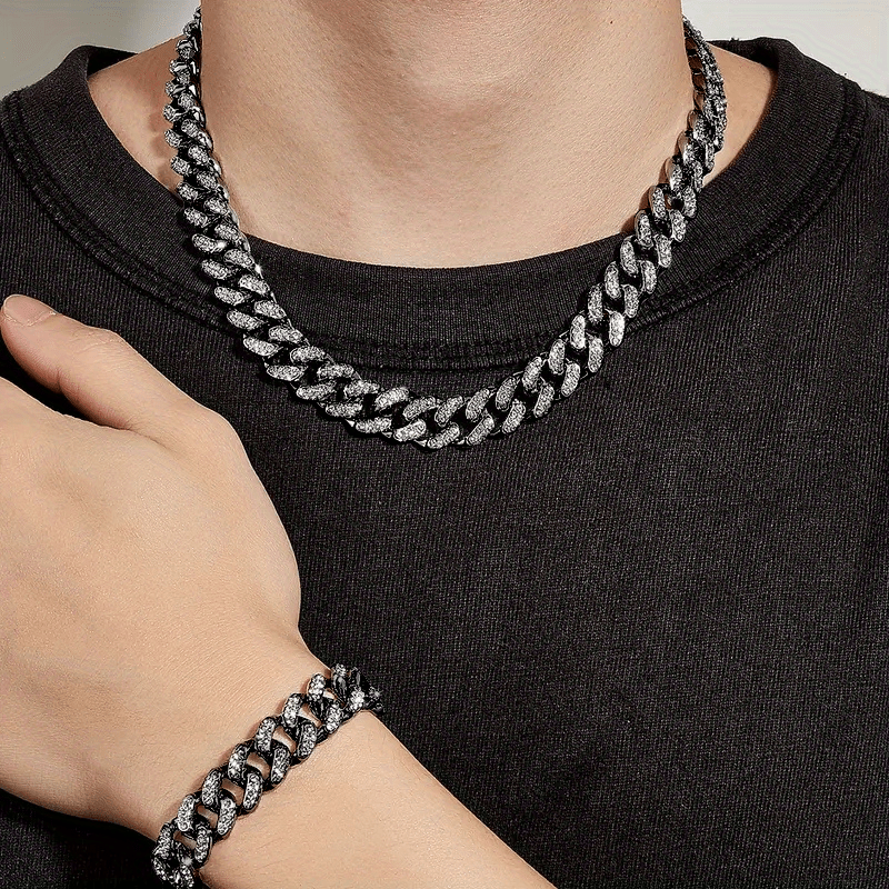 Collar Hip-hop De Acero Inoxidable Con Diamantes - ¡Estilo Urbano Para Destacar!
