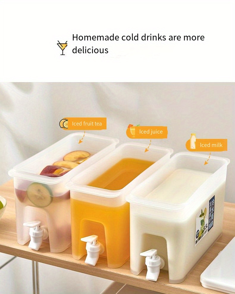 1pc cold kettle with faucet in refrigerator drink dispenser for fridge plastic water jug fruit teapot lemonade bucket drink container for fridge 3 5l 1 gallon details 6