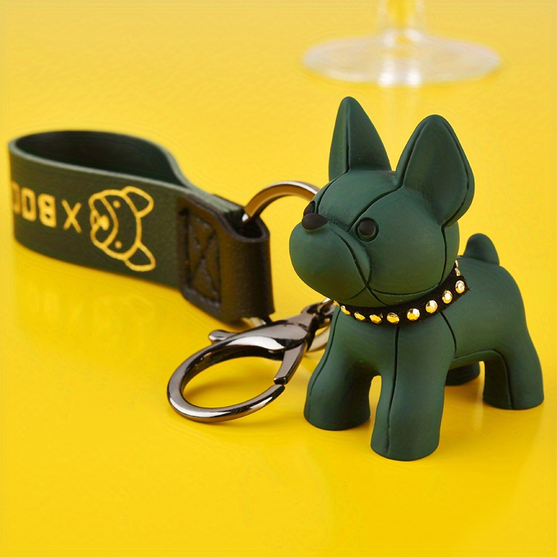 fashion Punk French Bulldog Keychain PVC Leather Dog Keychain