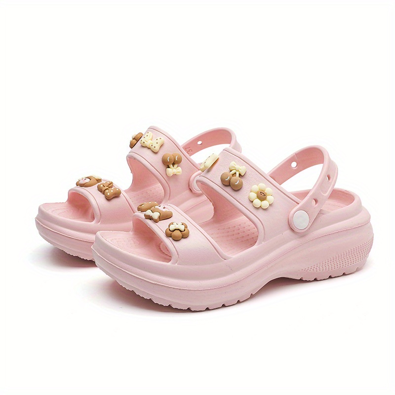 Girls Cute Cartoon Open Toe Slip On Platform Clogs With Charms, Children's  Outdoor Anti-skid Hollow Out Beach Sandals Elevator Shoes For Summer - Temu  Belgium