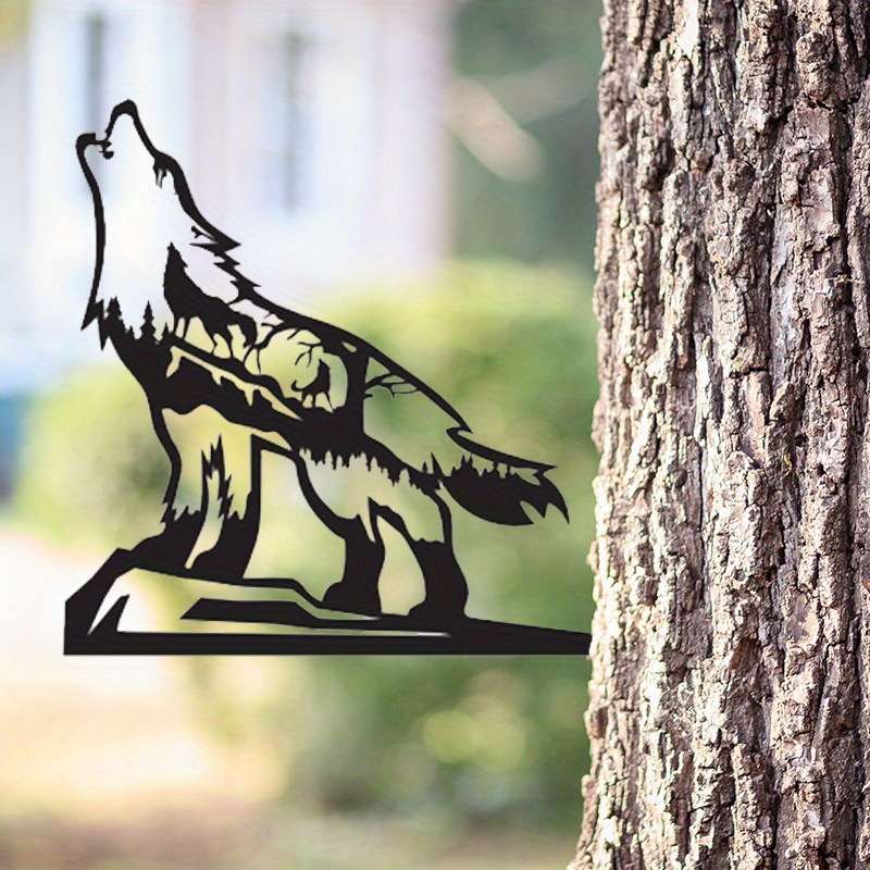 Metal Wolf Garden Statues Stakes/tree Stakes, Steel Animals Silhouettes