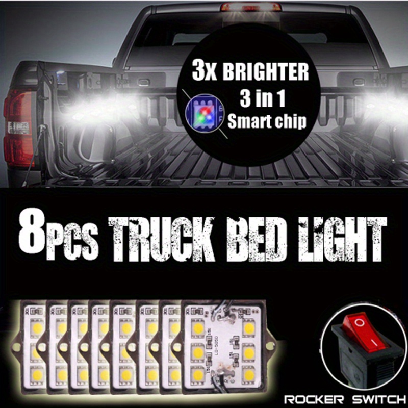 Kit D'éclairage De Lit De Camionnette À LED Blanches 8pcs 48