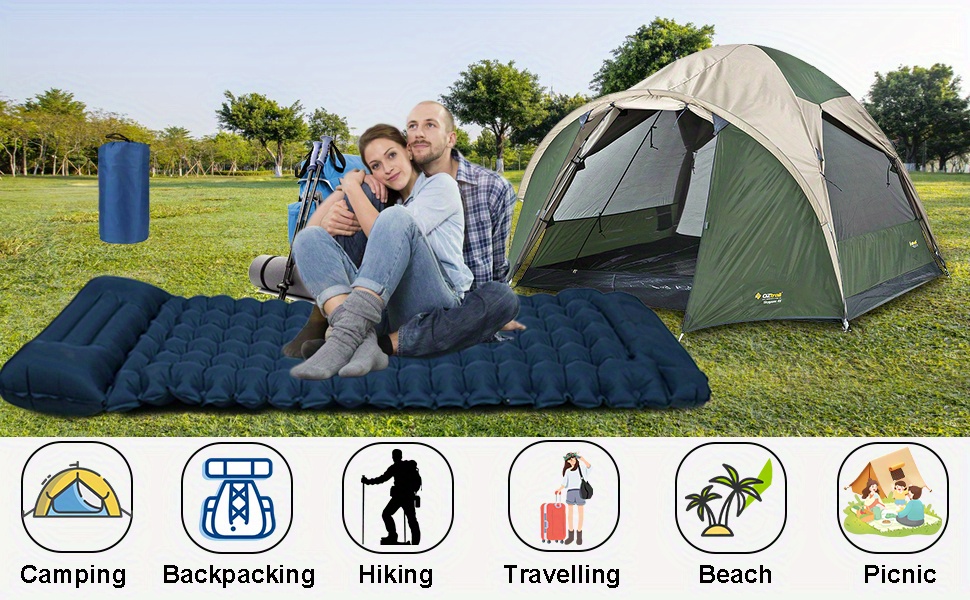 Owelth Esterilla Camping Autoinflable, Espesar Colchoneta Camping Hinchable  con Almohada, Ultraligero Colchon Hinchable Camping con Bomba de Pie, para  Viajes, Exteriores, Senderismo, Playa : : Deportes y aire libre