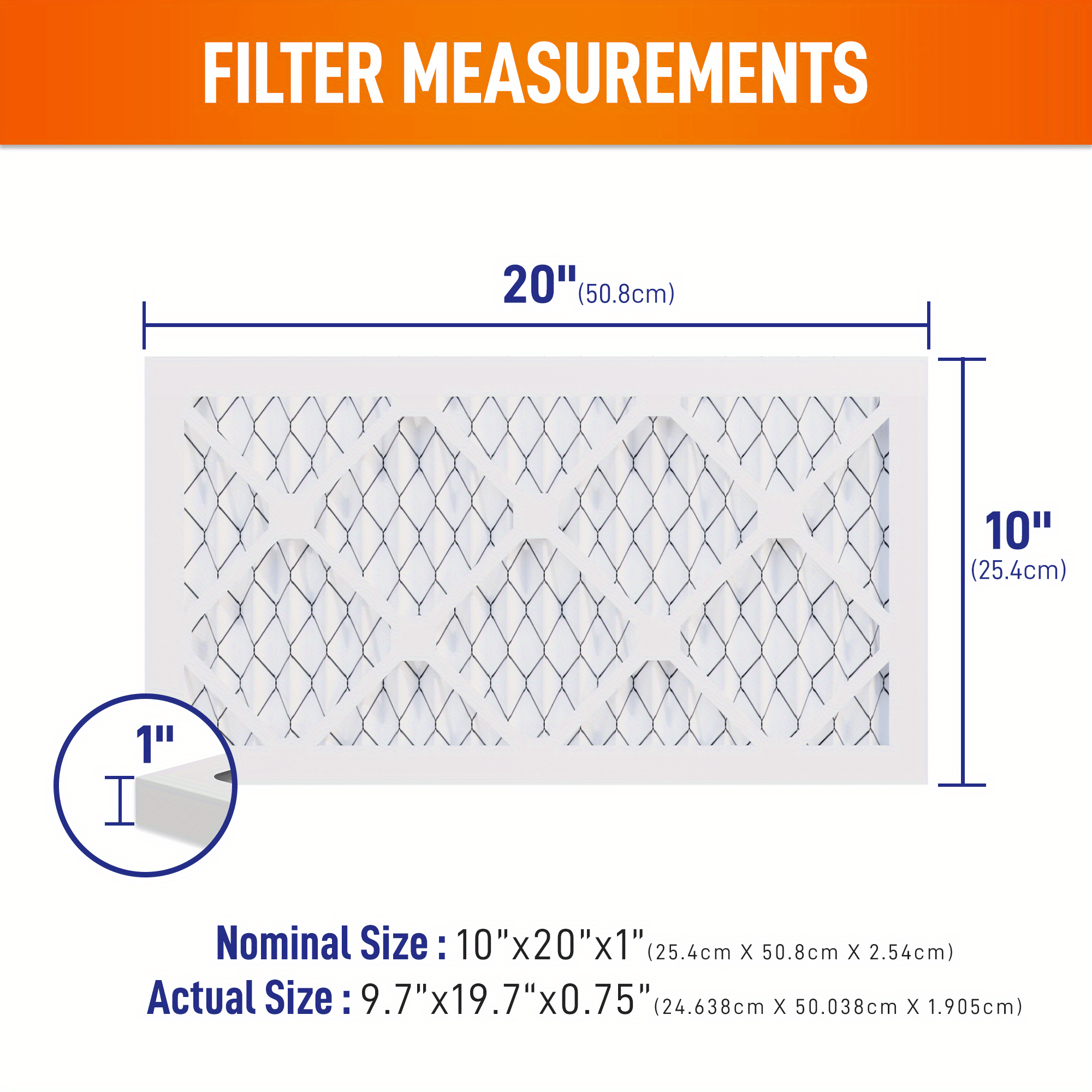 6pcs air filter merv11 10x20x1in pleated hvac ac furnace air filters replacement actual size 9 7x19 7 x 0 75 inches details 1