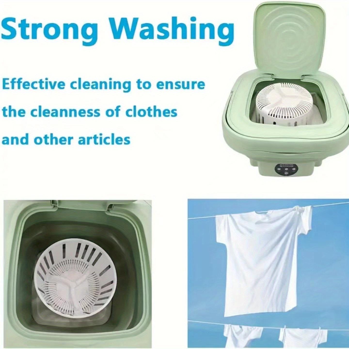 Desktop 2.8 Liter Washing Machine Portable Personal Underwear Laundry  Washer Small Wash Travel Camping Cleaning Apartment Dorm Green US Plug