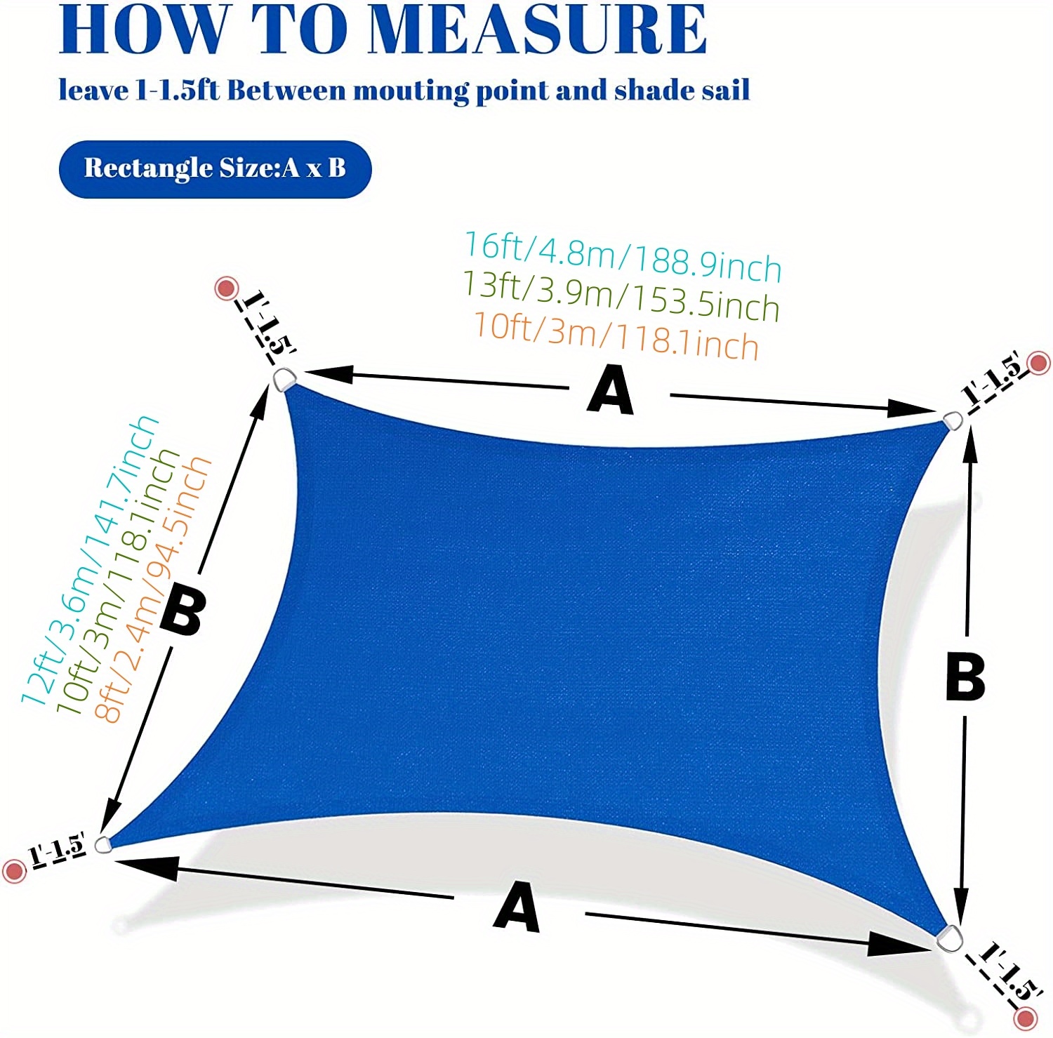 Blue Sun Shade Sails Rectangle Sun Shade Sail Canopy Shade Temu